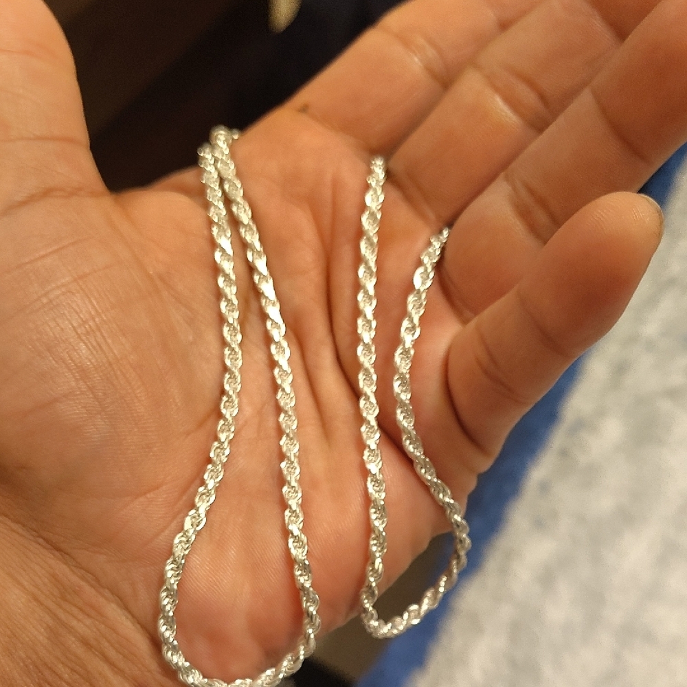 Silver Rope Chain Necklace - Silver - Picture 2 of 5